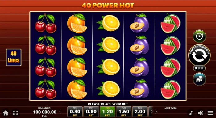 40 Power Hot Coin Boost Spielbildschirm